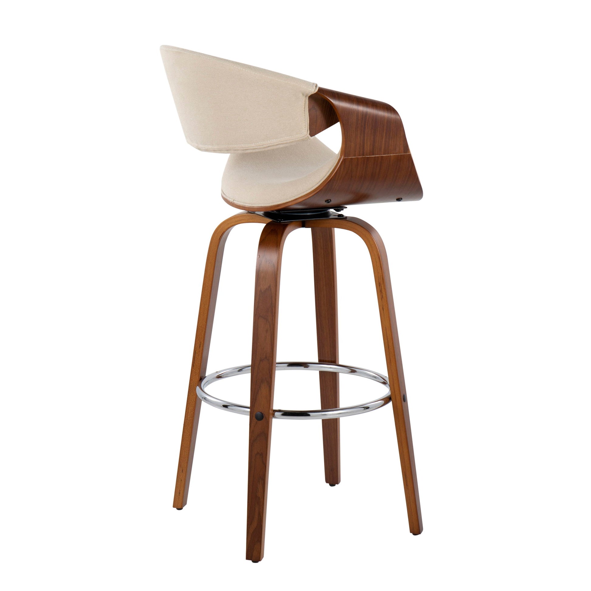 Curvini Mid - Century Modern Fixed Height Barstool With Swivel (Set of 2) Lumi Source