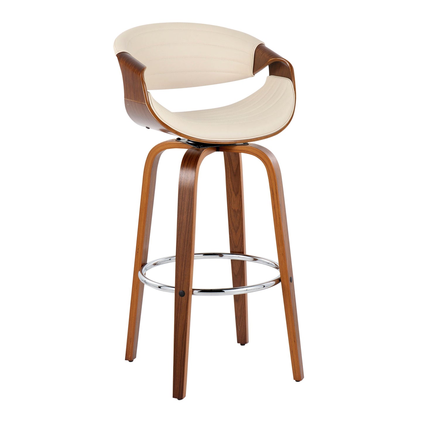 Symphony - Mid Century Modern Fixed Height Barstool With Swivel With Round Footrest (Set of 2) Lumi Source