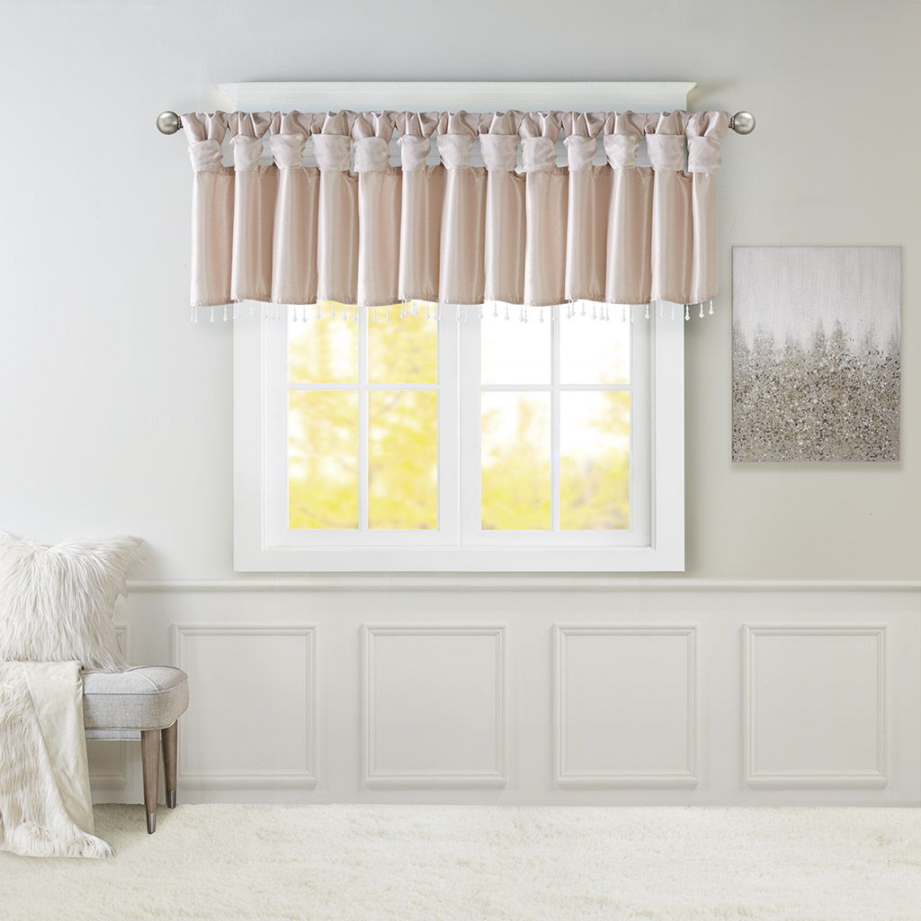 Emilia - Lightweight Valance With Beads - Blush