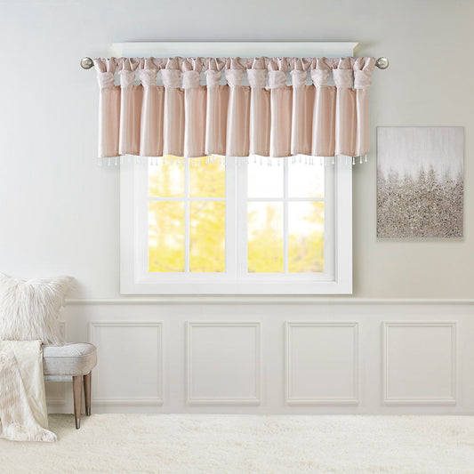 Emilia - Lightweight Valance With Beads - Blush