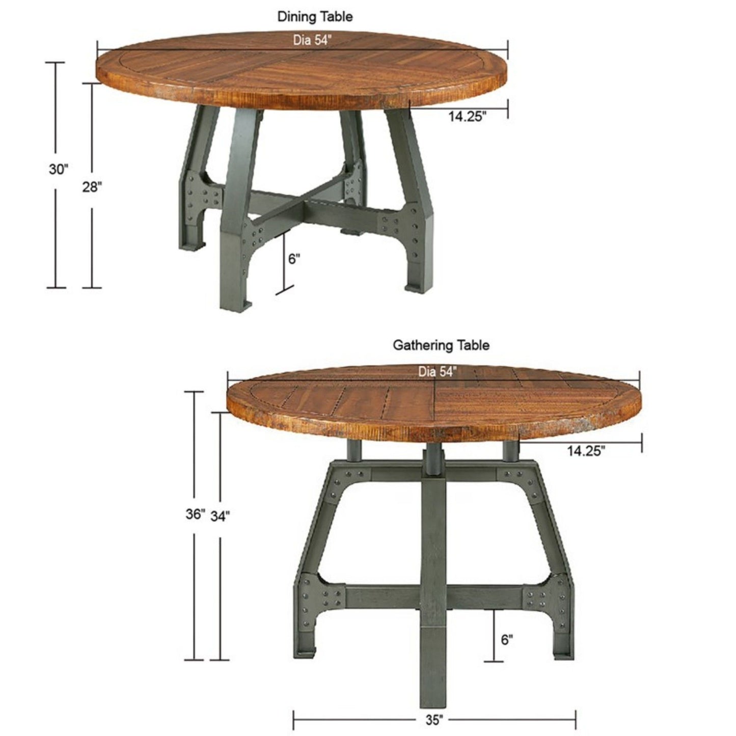 Lancaster - Round Dining / Gathering Table With Adjustable Height - Walnut JLA