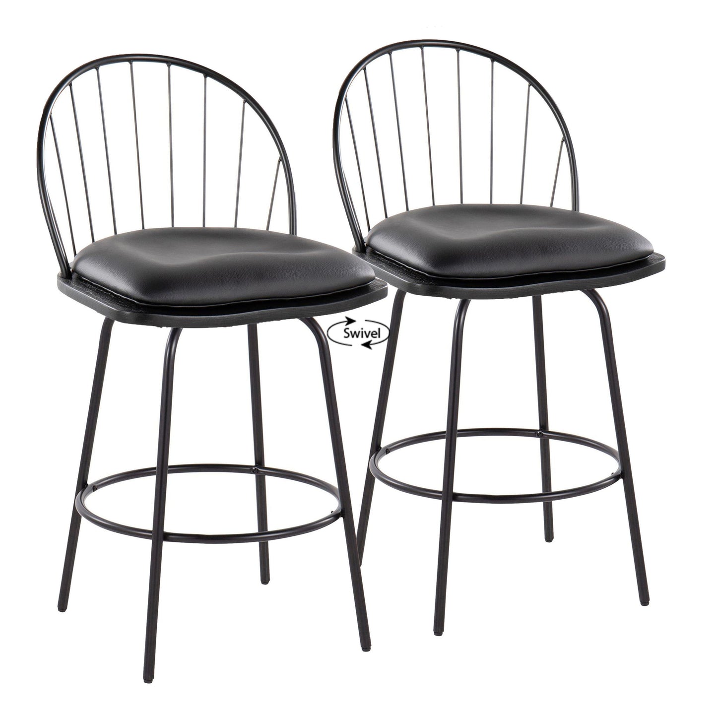 Riley - Claire Farmhouse Fixed Height Counter Stool With Swivel With Round Footrest (Set of 2) Lumi Source