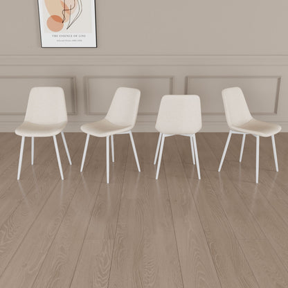 Modern Kitchen Dining Chairs (Set of 4) With Linen Padding And Sturdy Metal Legs - Beige Home Essentials