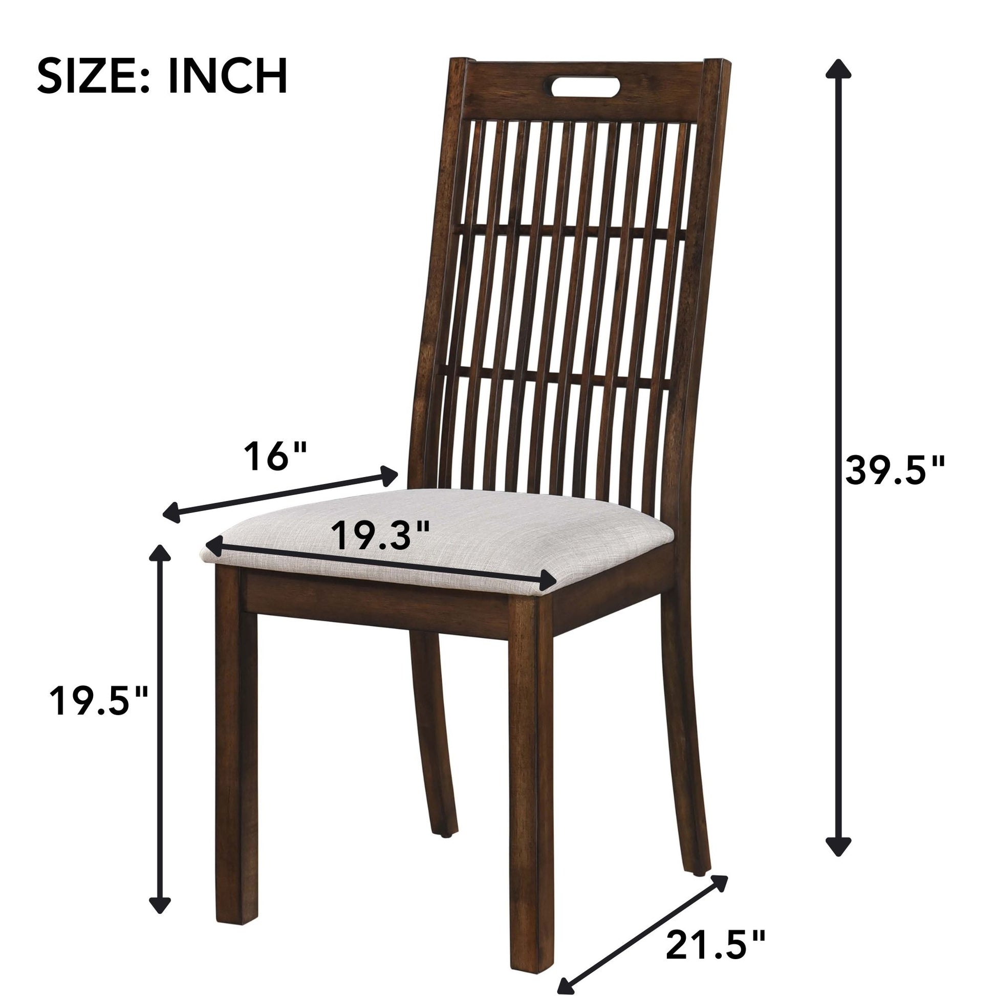 2 Pieces Set Dining Side Chair Rustic Modern Farmhouse Design Retro Design Easy To Assembly - Antique Dark Oak Home Essentials