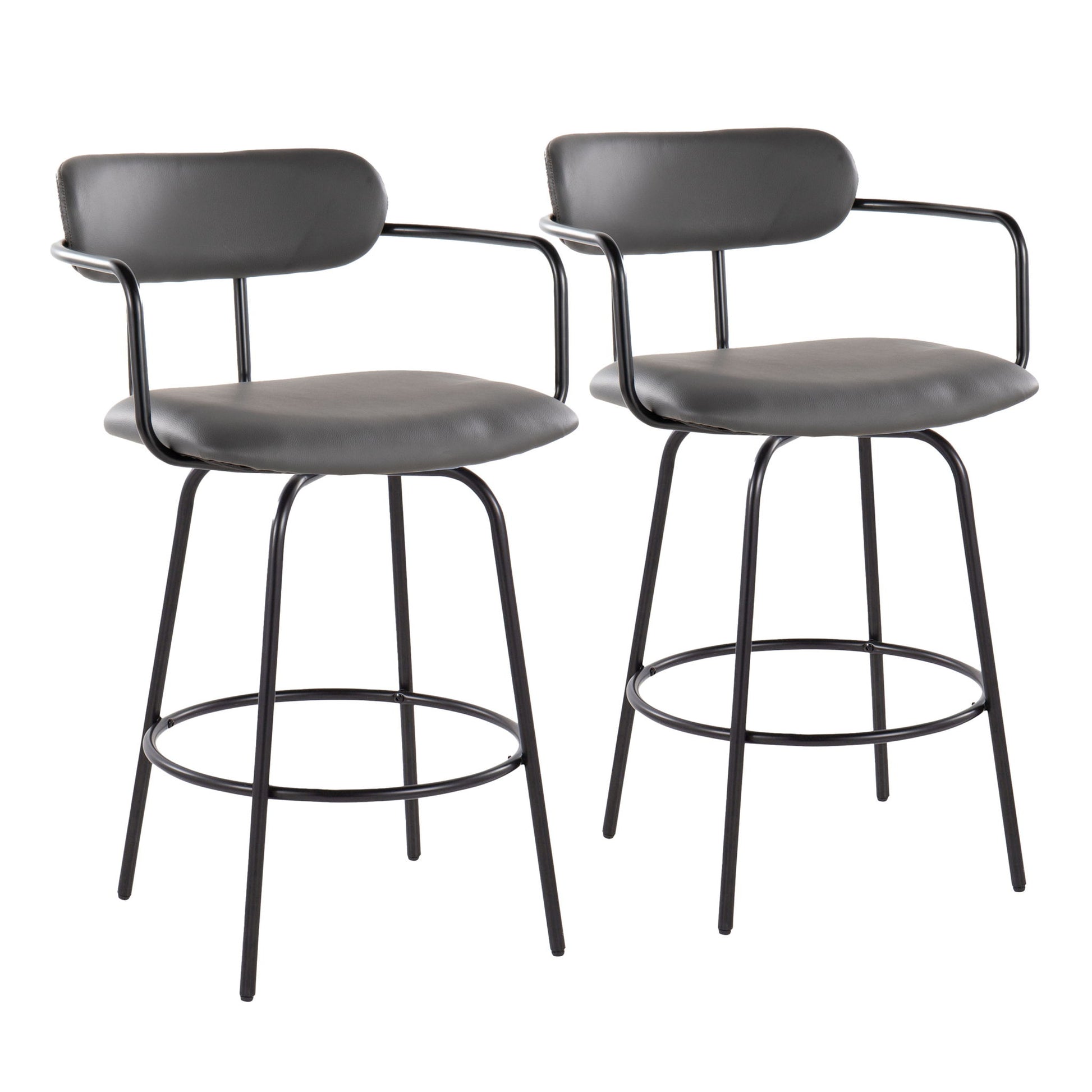 Demi - Contemporary Fixed Height Counter Stool With Swivel With Round Footrest (Set of 2) Lumi Source