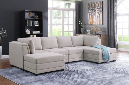 Kristin - Linen Fabric Reversible Sectional Sofa Lilola Home