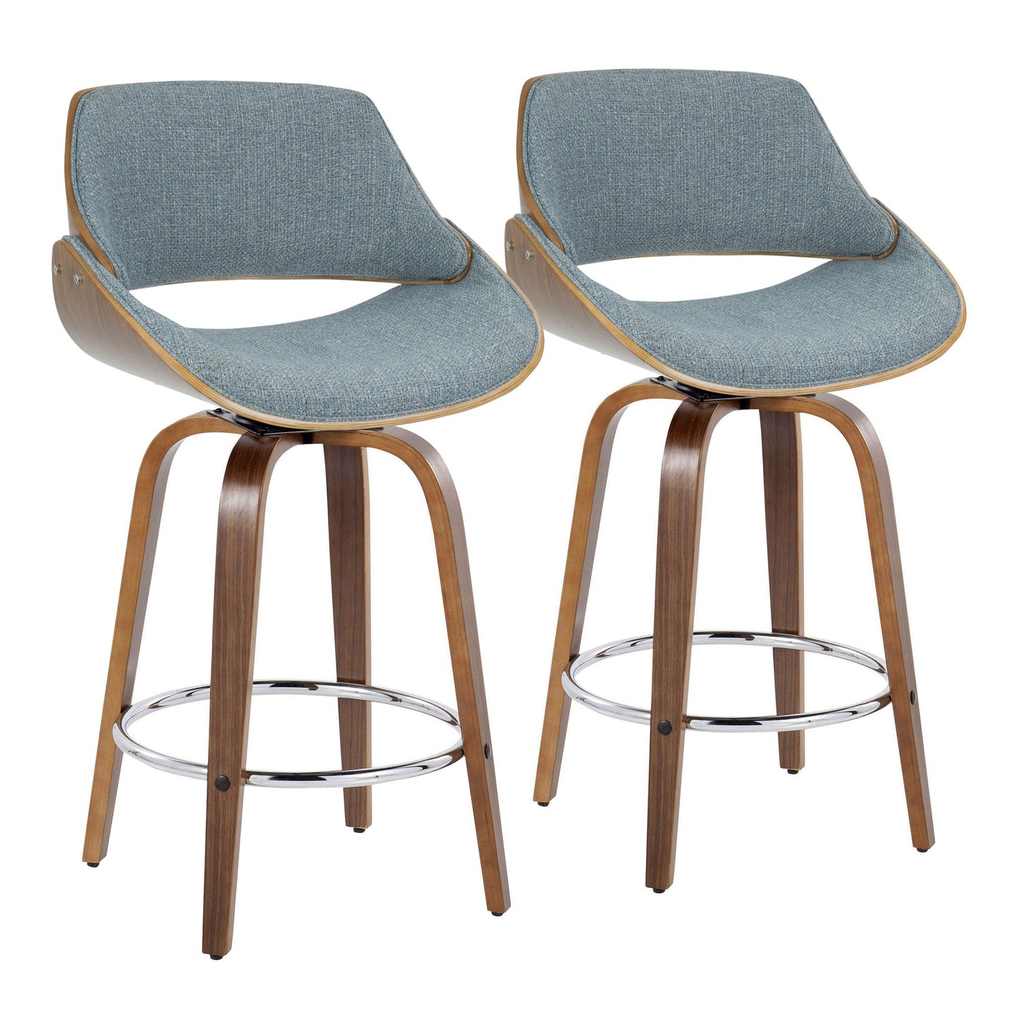 Fabrizzi - Mid Century Modern Fixed Height Counter Stool With Swivel With Round Footrest (Set of 2) Lumi Source