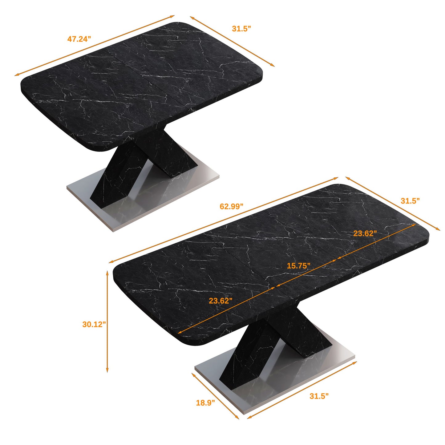 Modern Rectangle Dining Table With Stretchable TopAnd X Shape Legs Home Essentials