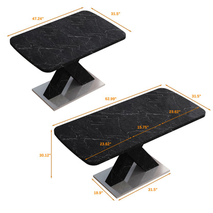 Modern Rectangle Dining Table With Stretchable TopAnd X Shape Legs Home Essentials