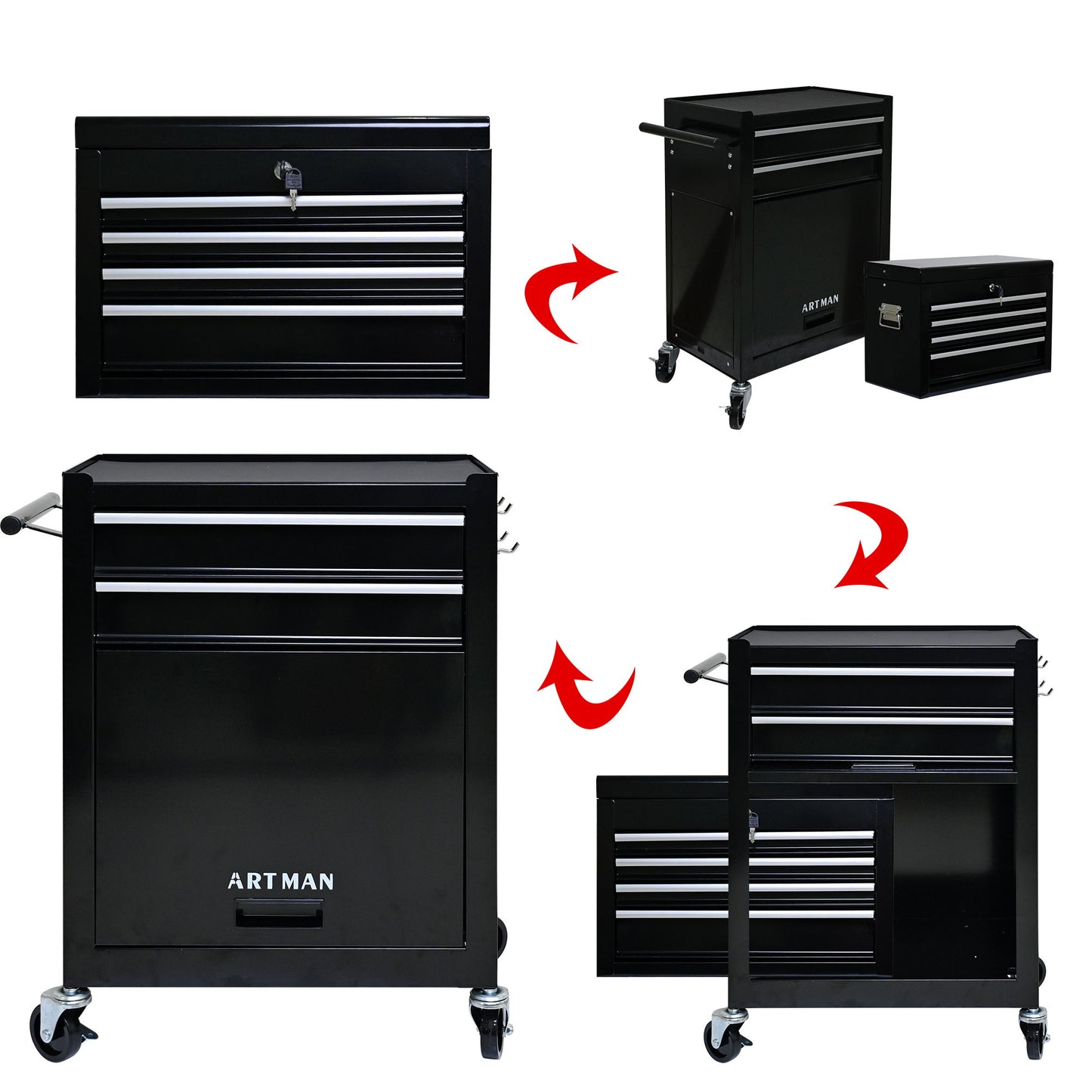 High Capacity Rolling Tool Chest With Wheels And Drawers, Storage Cabinet Daily Nest