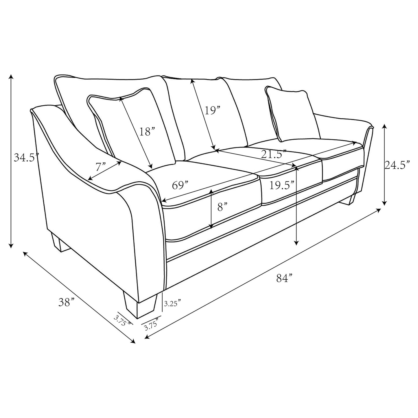 Mingle ] Upholstered Sofa - Light Gray Furniture Max