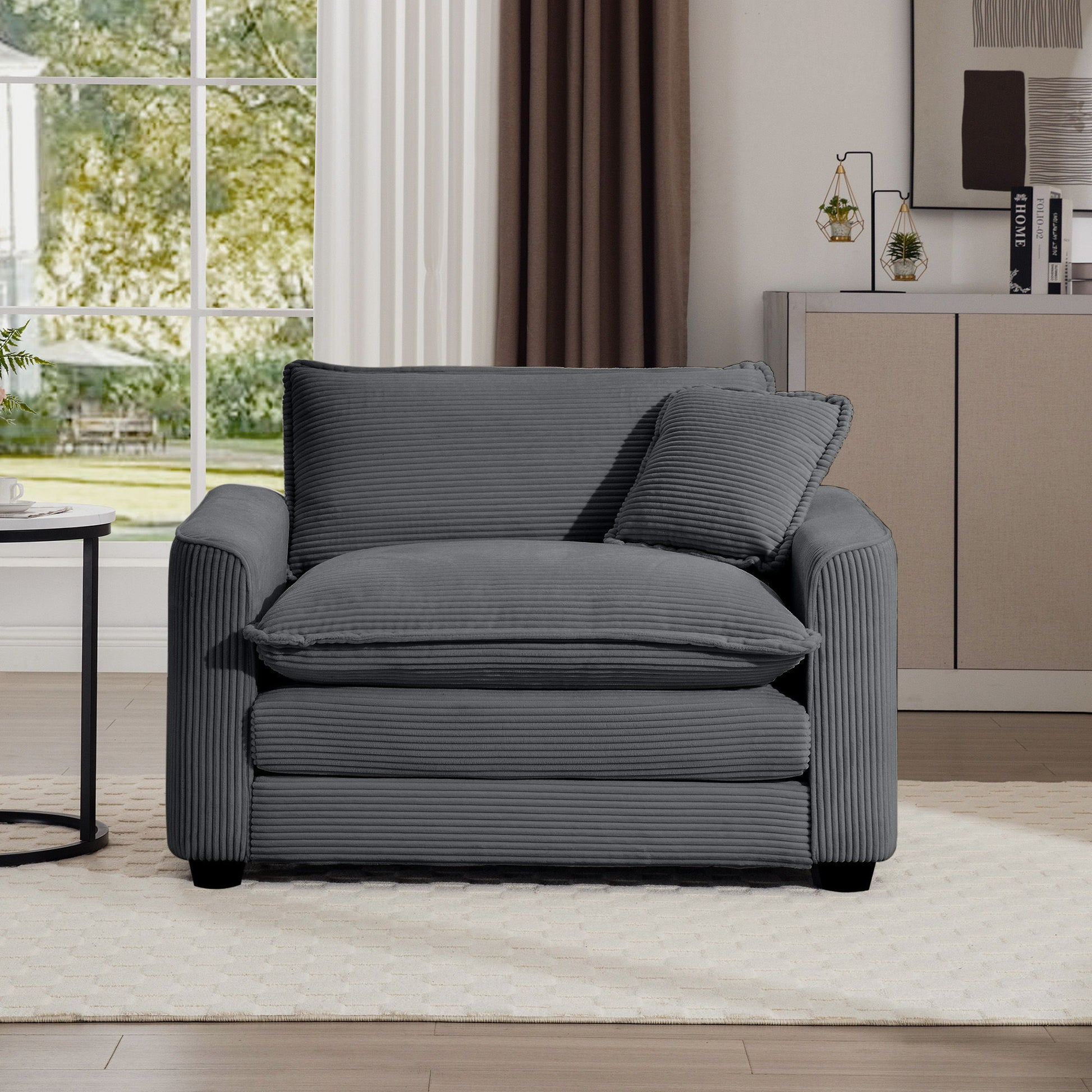 Modern Classic Fabric Single Chair Deep Seat Sofa With Pillow Home Essentials