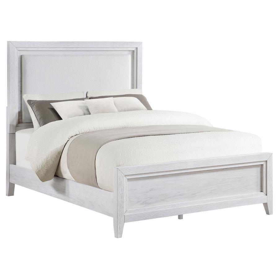 Marielle - Queen Headboard LED Panel Bed - Distressed White CoasterEveryday