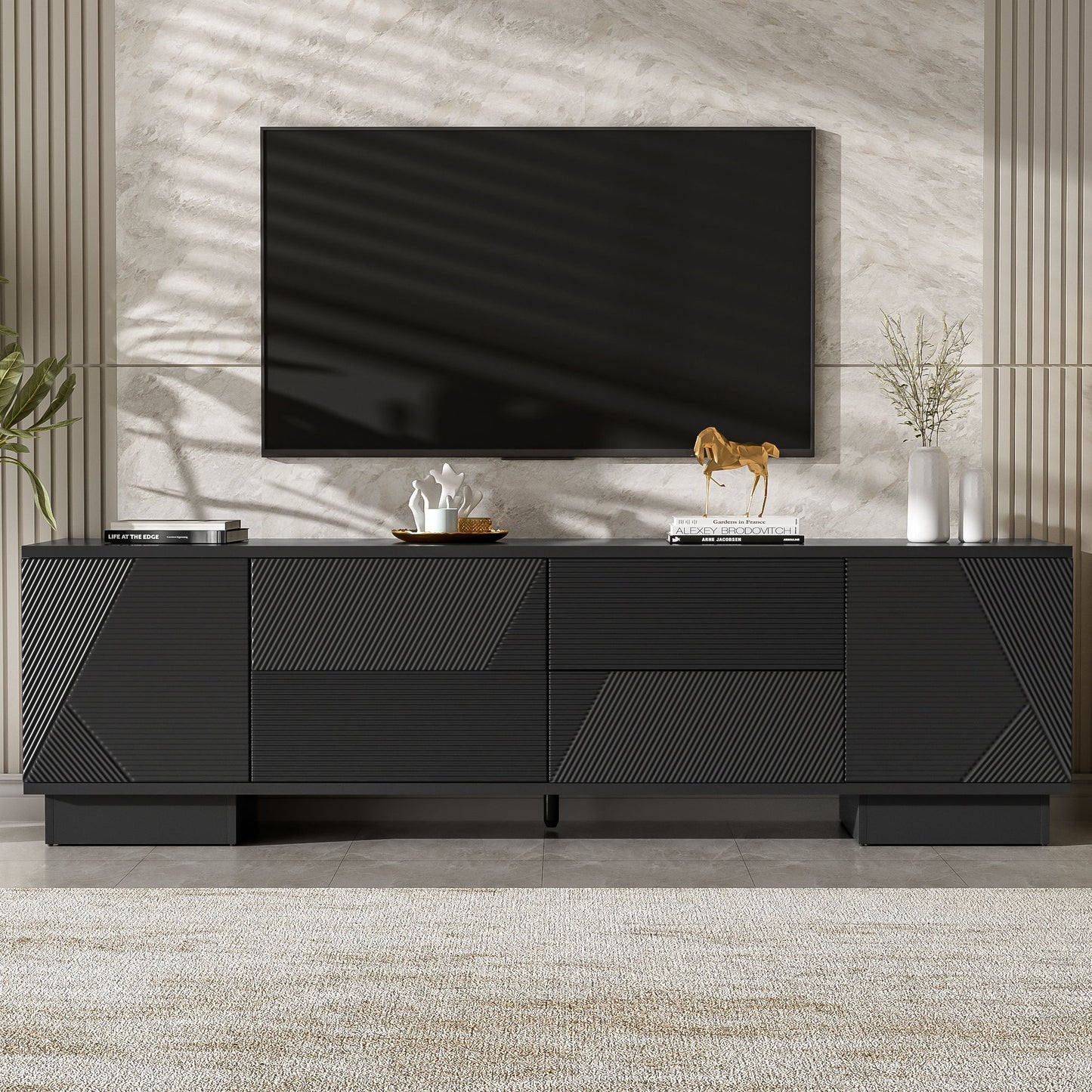 Modern TV Stand With Storage Cabinets, 4 Drawers Hearth and Haven