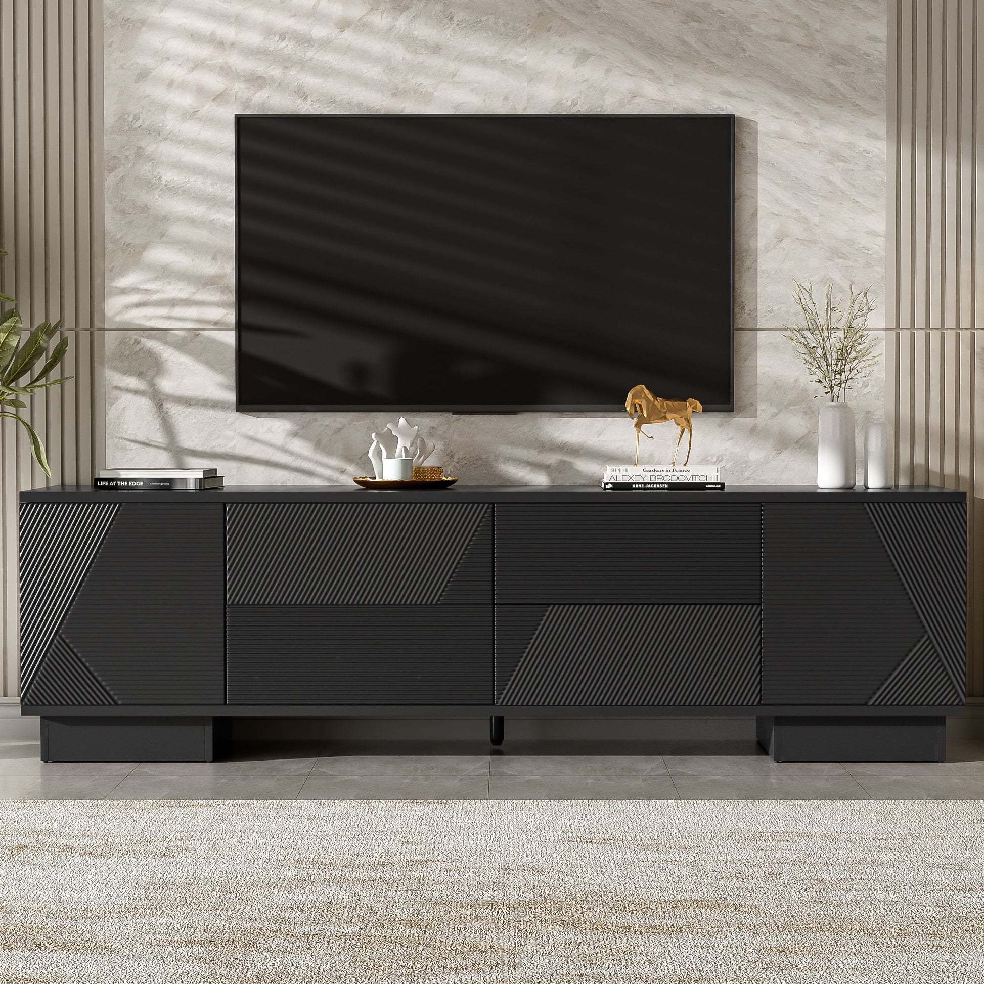 Modern TV Stand With Storage Cabinets, 4 Drawers Hearth and Haven