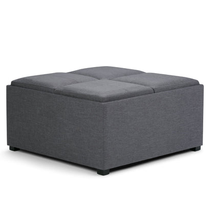 Avalon - Square Coffee Table, Storage Ottoman Simpli-Home