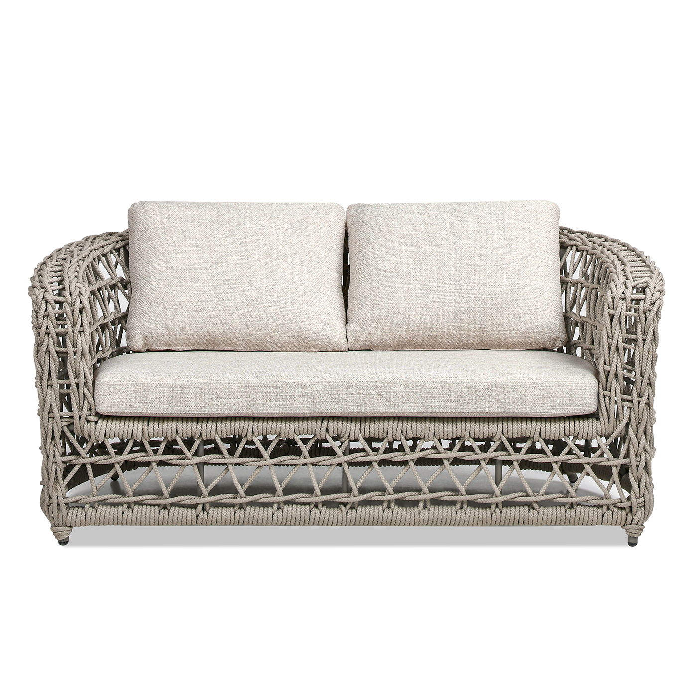 Everly - Frame Barrel Deep Seating Patio Loveseat Sofa Axroma Olefin - Oat Beige Jennifer Taylor Home