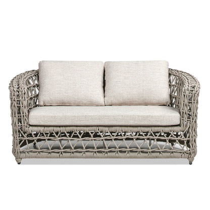 Everly - Frame Barrel Deep Seating Patio Loveseat Sofa Axroma Olefin - Oat Beige Jennifer Taylor Home