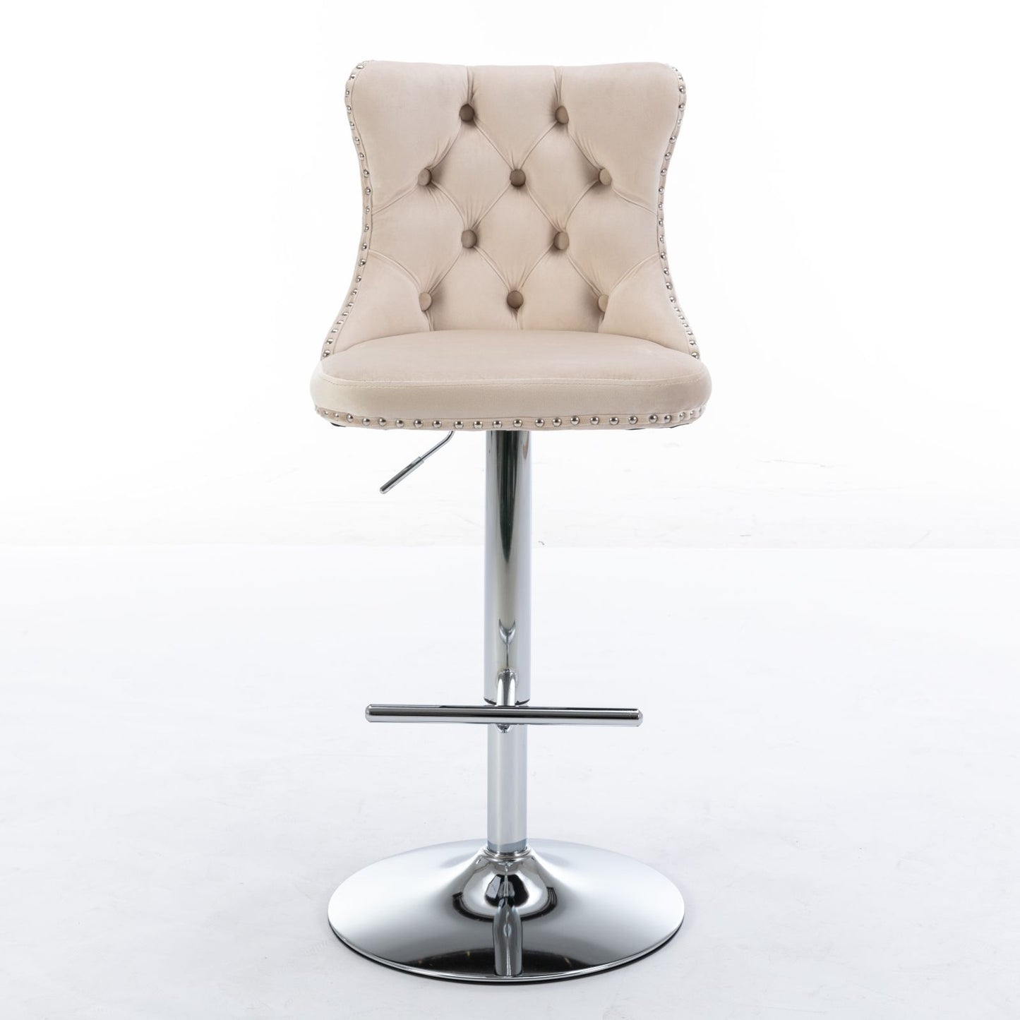 Swivel Velvet Barstools Adjusatble Seat Height From 25-33", Modern Upholstered Chrome Base Bar Stools With Backs Comfortable Tufted For Home Pub And Kitchen Island (Set of 2) Home Essentials