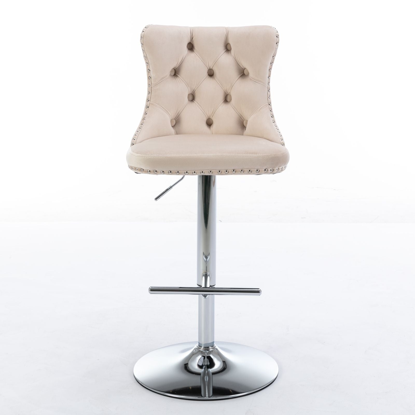 Swivel Velvet Barstools Adjusatble Seat Height From 25-33", Modern Upholstered Chrome Base Bar Stools With Backs Comfortable Tufted For Home Pub And Kitchen Island (Set of 2) Home Essentials