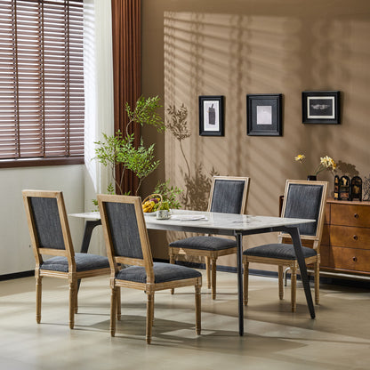 French Country Style Dining Chair With Upholstered Seating And Fluted Legs Noble House