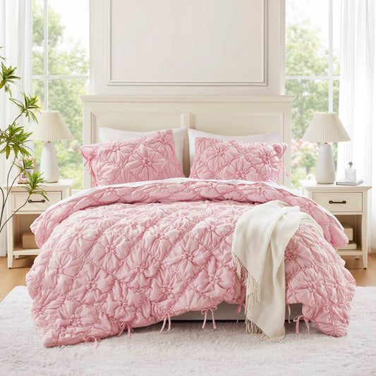 Lily - Full/Queen 3 Piece Comforter Set - Pink Intelligent Design