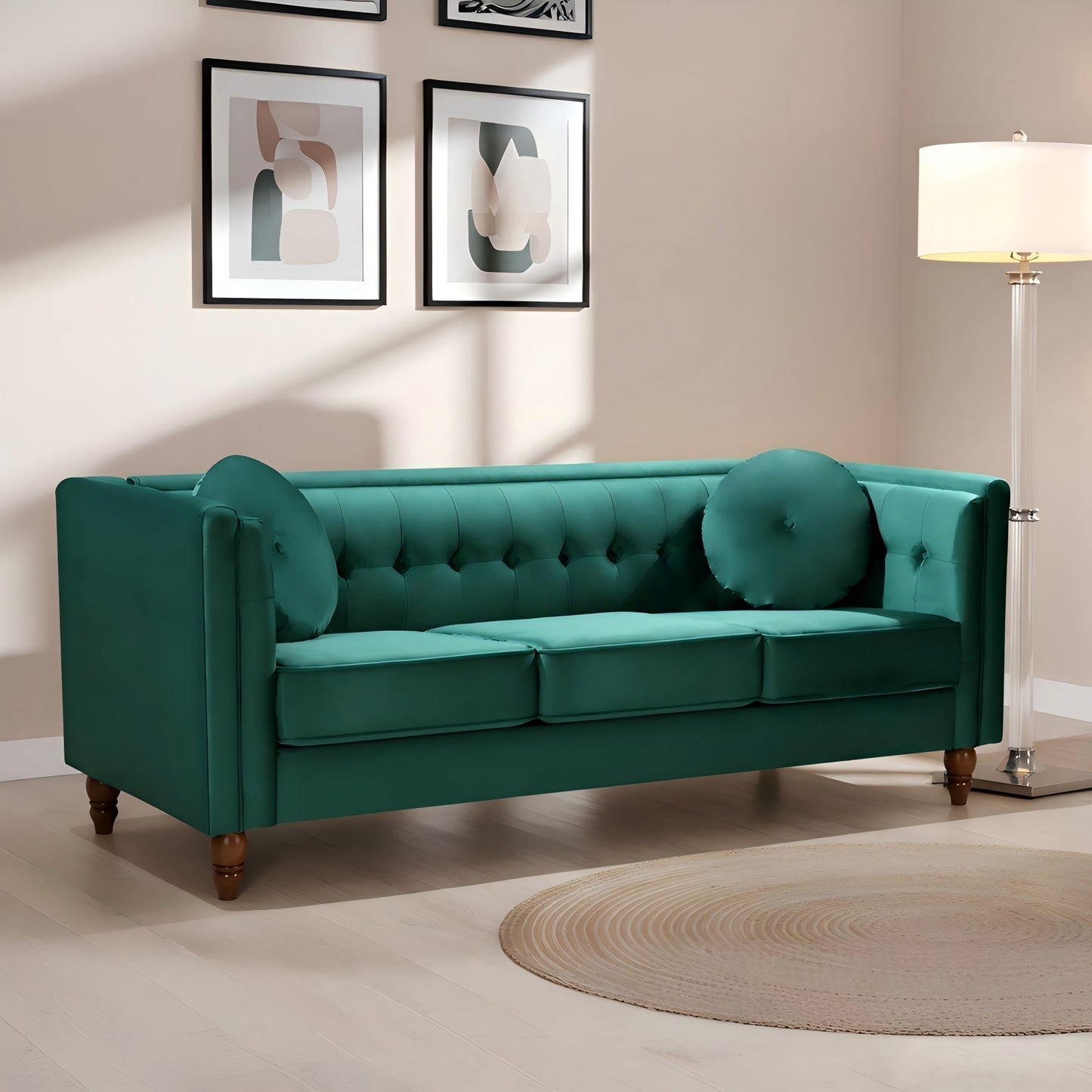 Chesterfield Sofa With Square Arms For Living Room US Pride