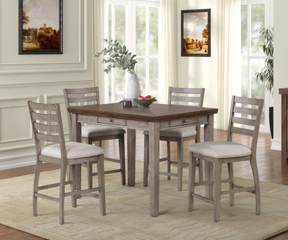 Counter Side Dining Stool With Ladder Back (Set of 2) - Gray Bernards Furniture