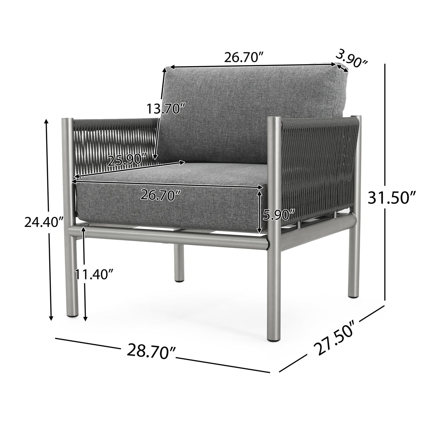 Hargrove - Club Chair - Silver / Gray Noble House
