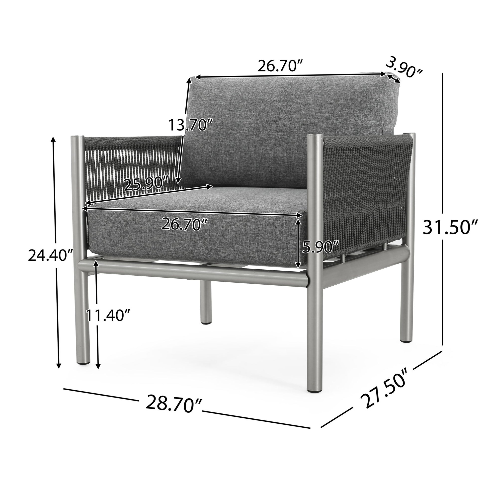Hargrove - Club Chair - Silver / Gray Noble House