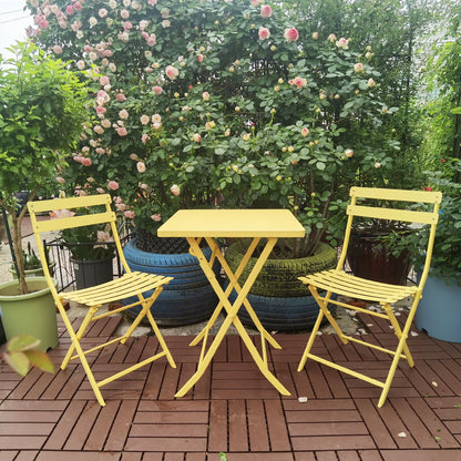 3 Piece Patio Bistro Set Of Foldable Square Table And Chairs Home Essentials