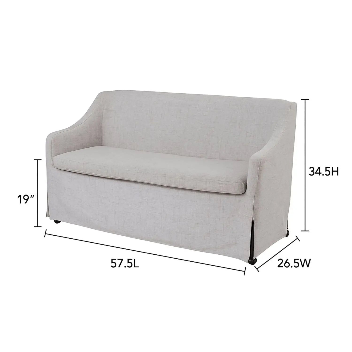 Slip Covered Settee With Casters - Beige Bernards Furniture