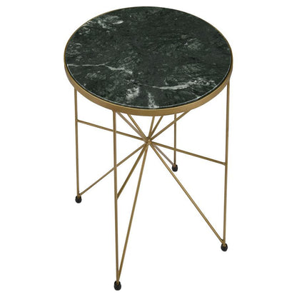 Eliska - Round Green Marble Top Accent Side Table - Antique Gold CoasterEssence