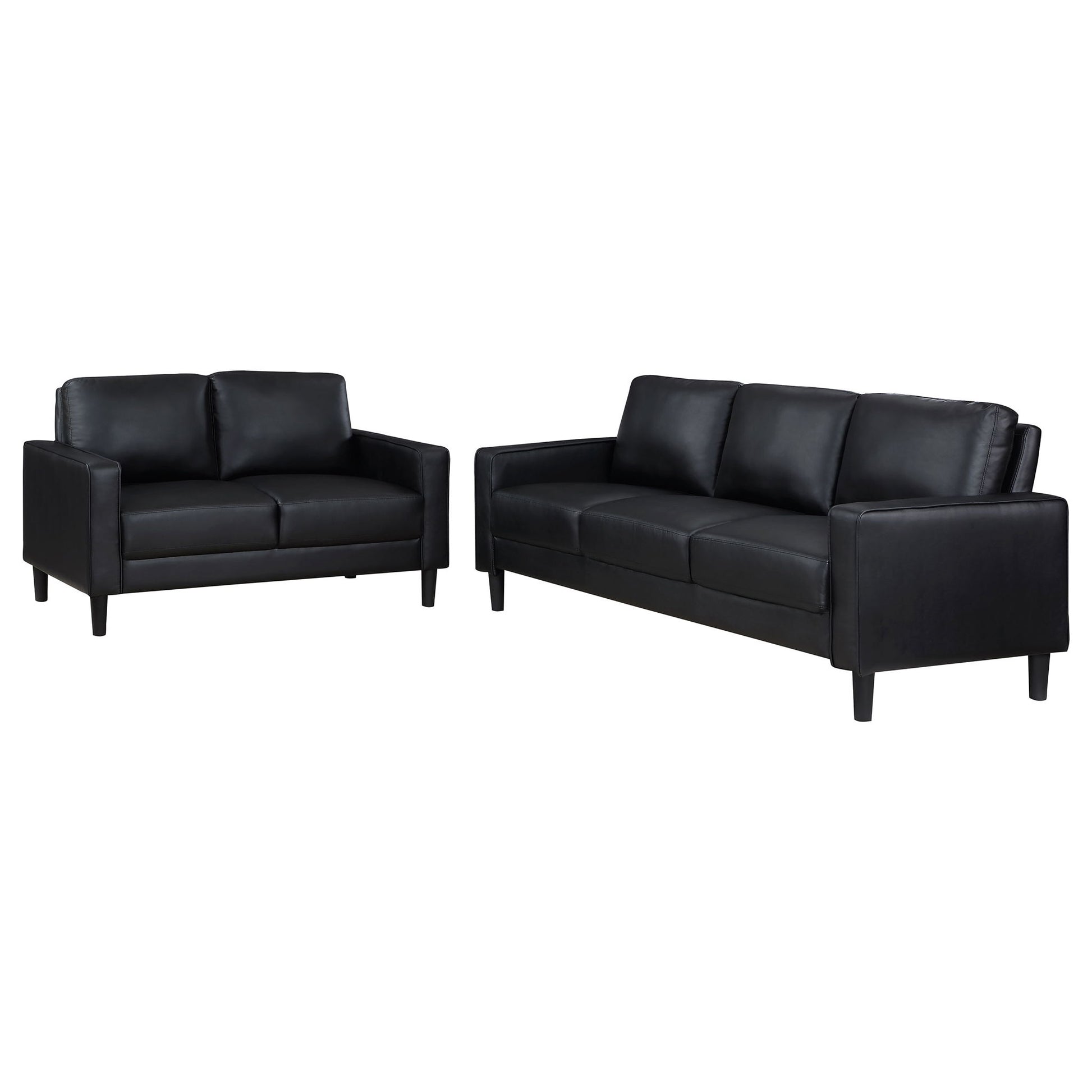 Ruth - 2 Piece Track Arm Sofa Set With Cushions - Black Furniture Max