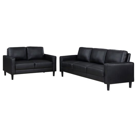 Ruth - 2 Piece Track Arm Sofa Set With Cushions - Black Furniture Max