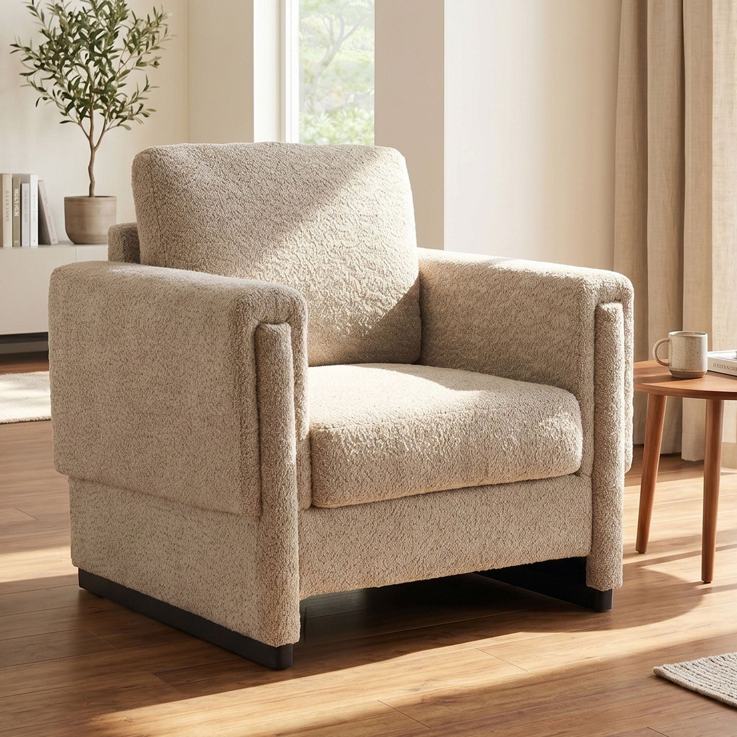 Upholstered Accent Armchair With Square Arm Hearth and Haven