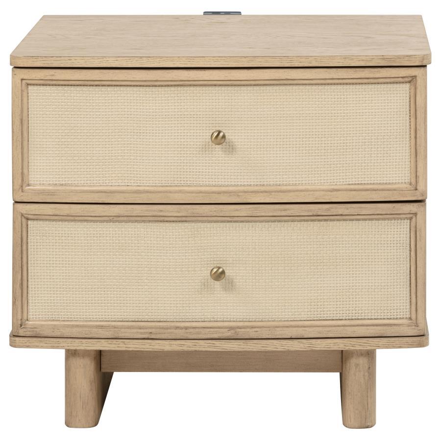 Kailani - 2-Drawer Nightstand Bedside Table - Beige Oak Coaster Fine Furniture