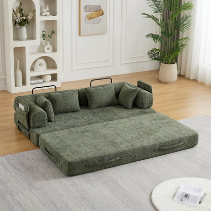 Convertible Sleeper Sofa Bed With Cylindrical Pillow Home Essentials