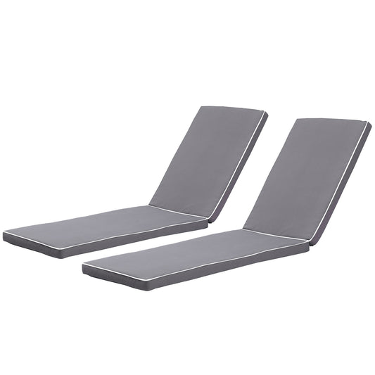 2 Pieces Set Outdoor Lounge Chair Cushion Replacement Patio Furniture Seat Cushion Chaise Lounge Cushion - Antique Gray / White Home Essentials