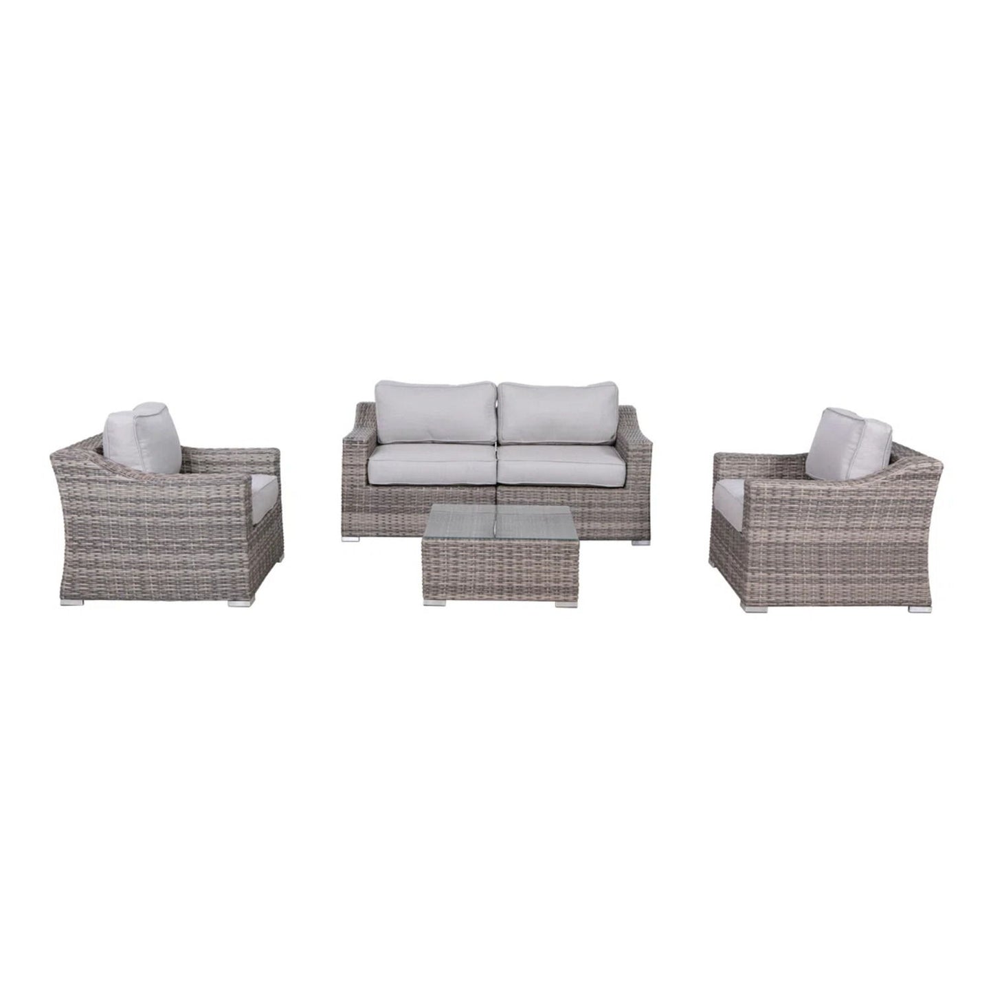 Outdoor Wicker Conversation Set With Cushions, All Weather LSI Patio Furniture