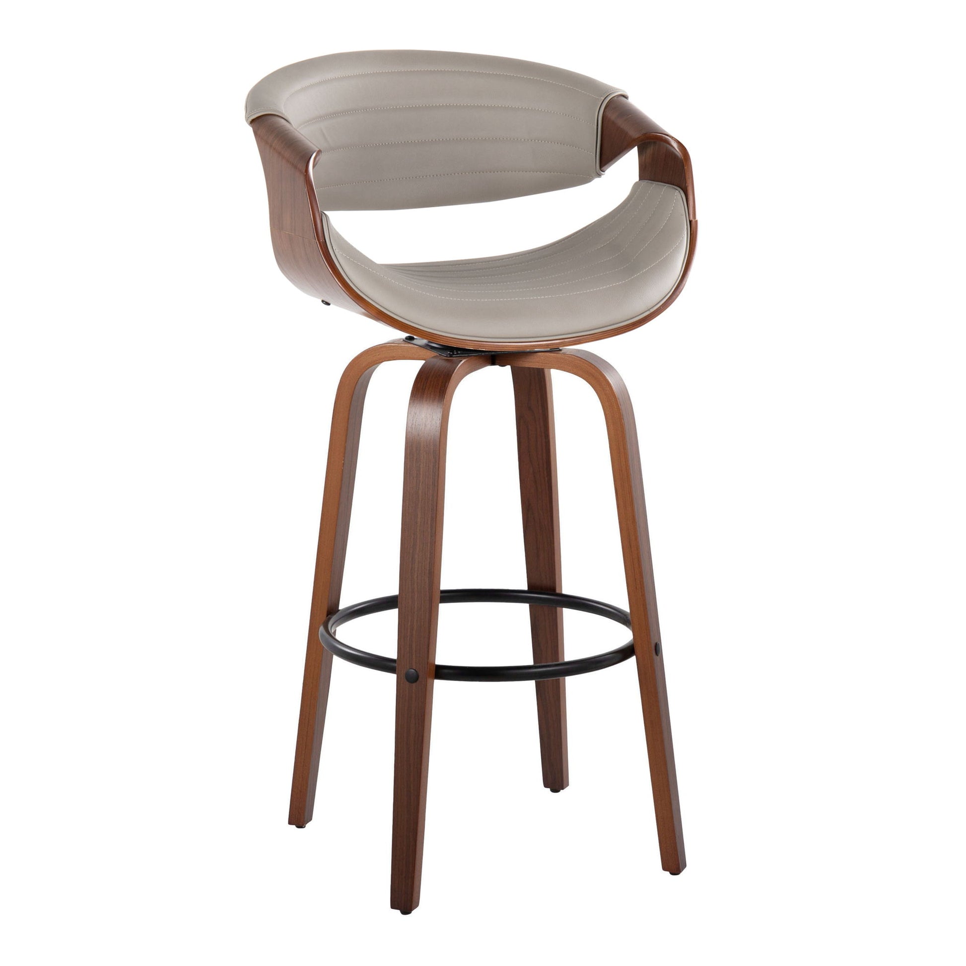 Symphony - Mid Century Modern Fixed Height Barstool With Swivel With Round Footrest (Set of 2) Lumi Source