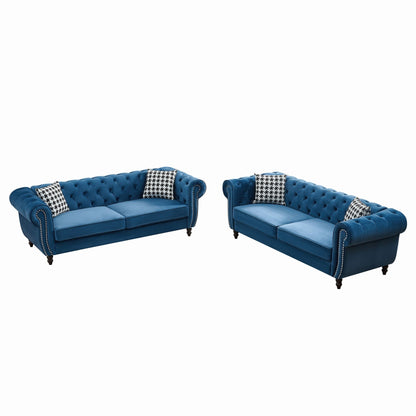 Chesterfield Set With Roll Armrest & Nailhead Home Essentials