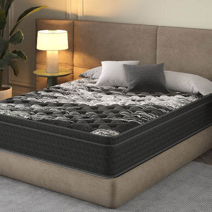 12" Medium Firm Euro Top Hybrid Mattress With Cooling Cover & Individual Coil Support Daily Nest