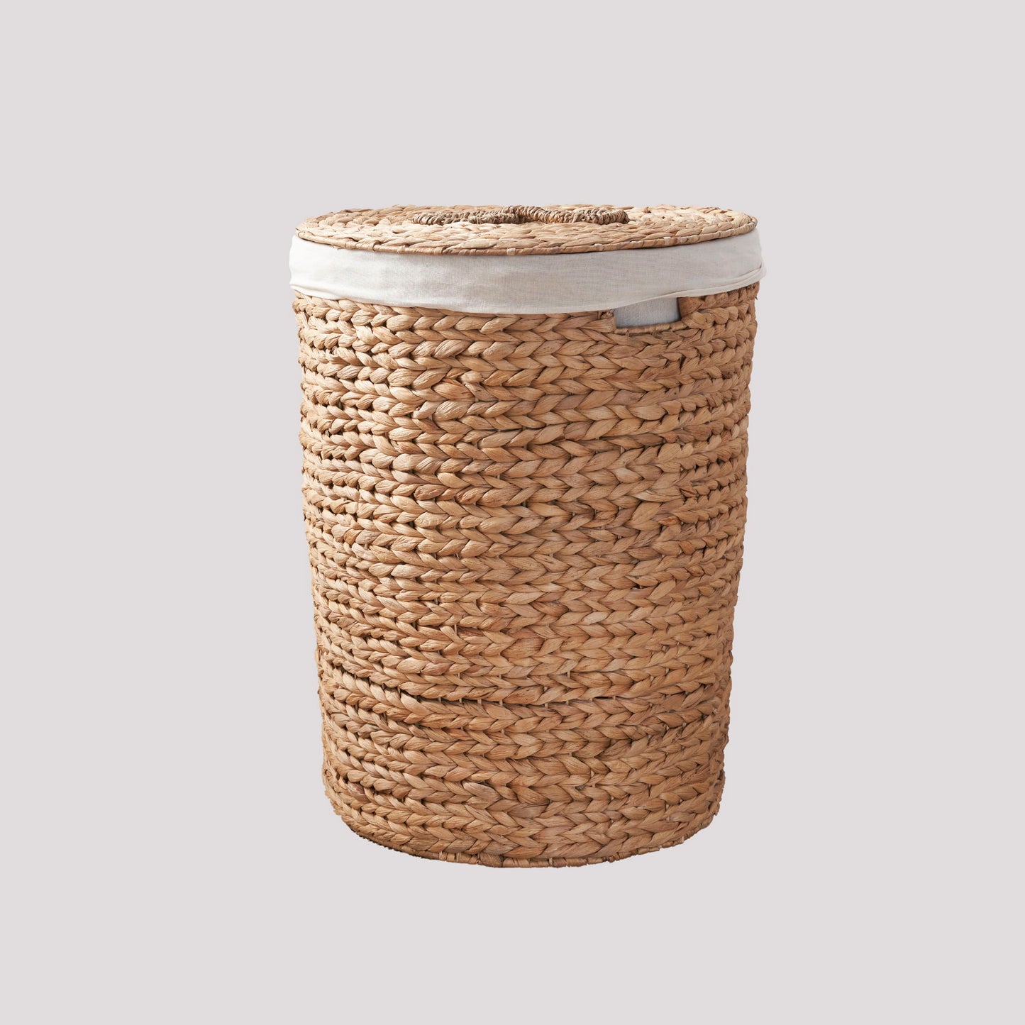 Round Tall Water Hyacinth Woven Wicker Laundry Hamper With Lid - For Clothes, Canvas, Toys And Book Storage With Removable Liner - 15" X 15" X 20" - Natural Brown Daily Nest