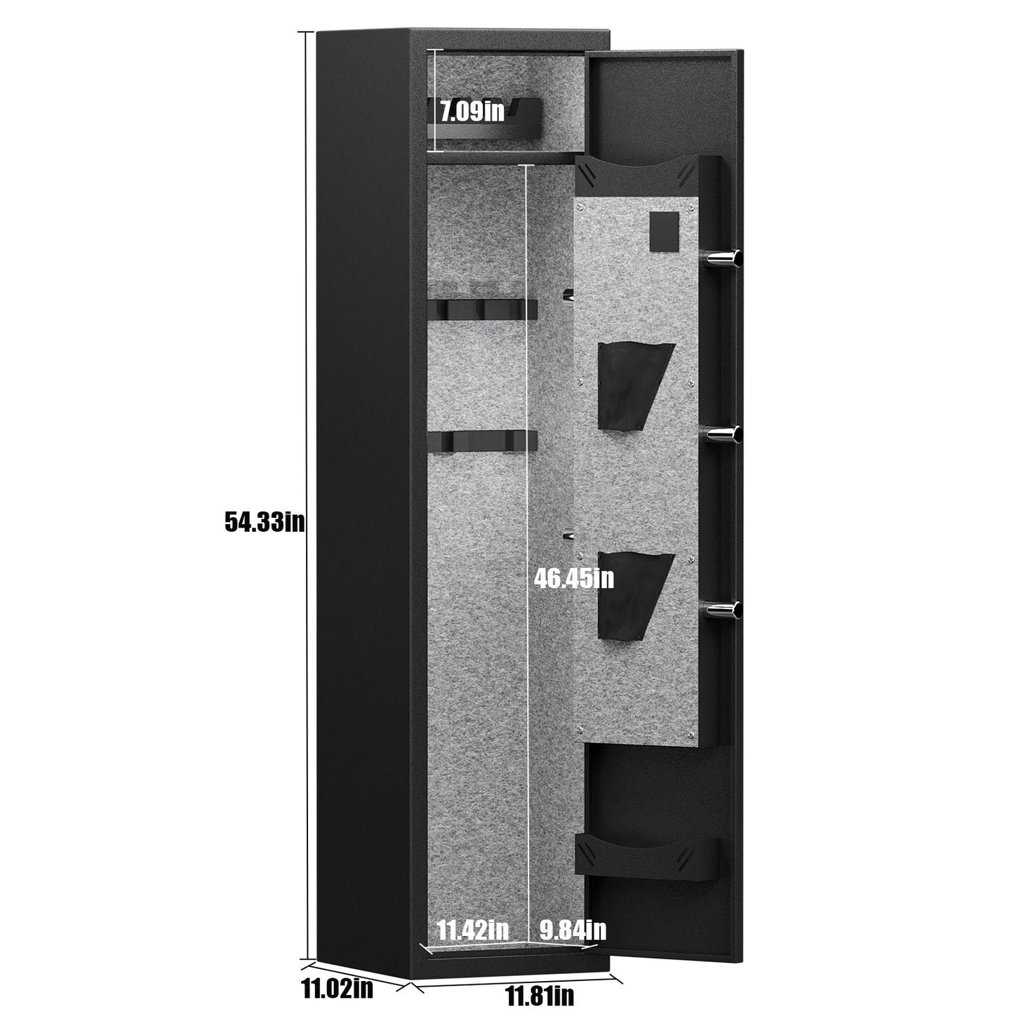 3 - 4 Gun Safe For Rifles And Pistols, Quick Access Password Gun Safe, High Security Metal Rifle Safe Locker With Removable Shelf And 2 Adjustable Gun Slots - Black Daily Nest