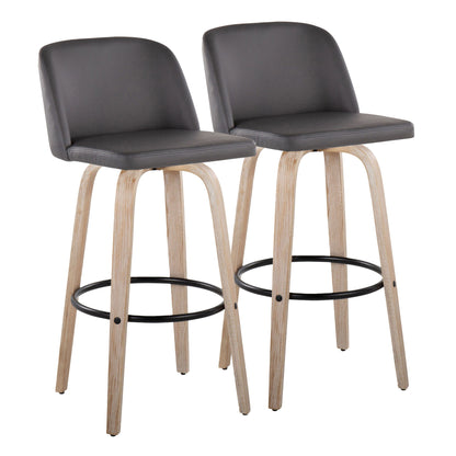 Toriano - Fixed Height Contemporary Barstool With Swivel With Round Footrest (Set of 2) Lumi Source