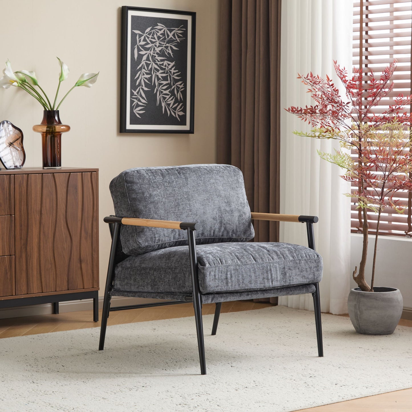 Modern Accent Chair With Cushions, Cozy Seating Noble House