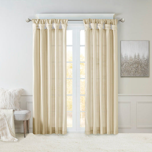Emilia - 108" Twist Tab Lined Window Curtain - Champagne Madison Park