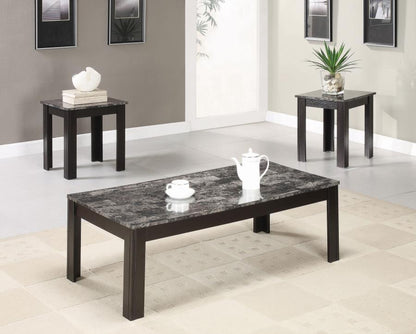 Rhodes - 3 Piece Faux Marble Top Coffee Table Set - Gray CoasterEveryday