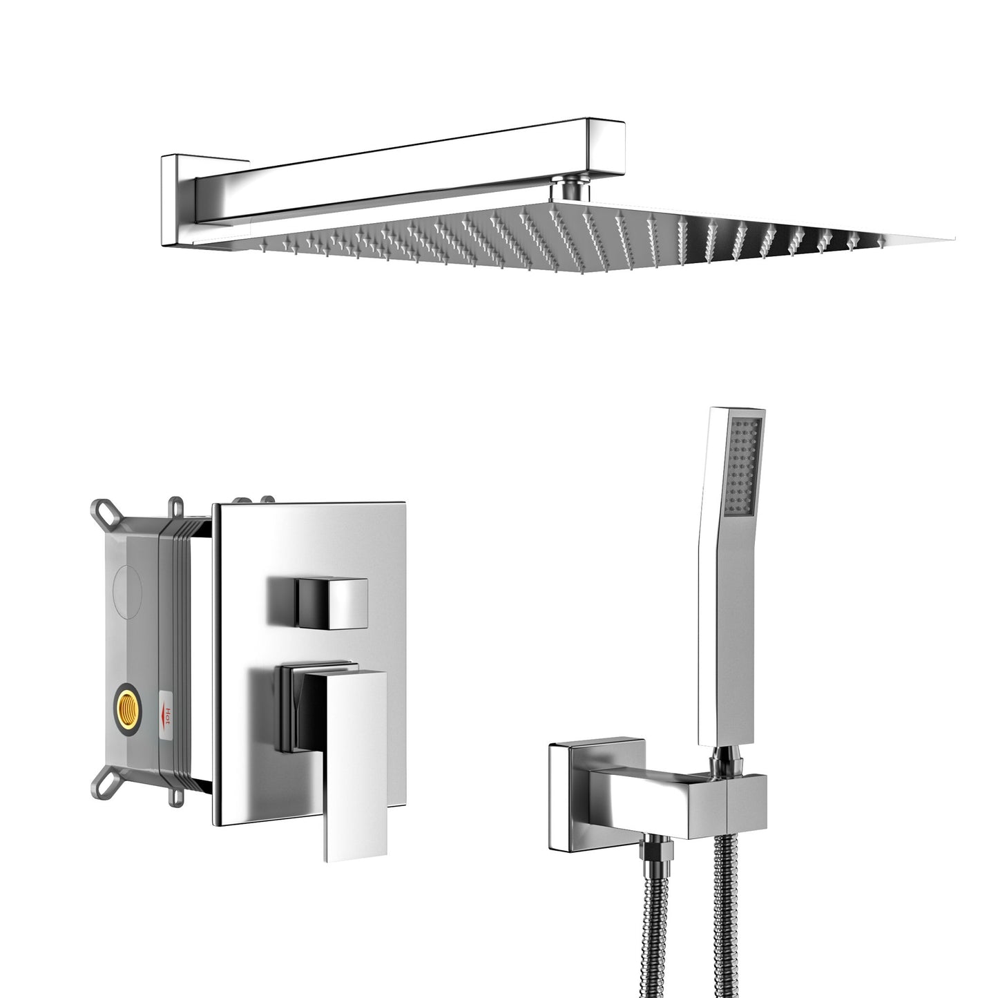 10" Square Dual Shower Head System Wall Mounted With Rough In Valve Modern Bathroom Fixture Daily Nest